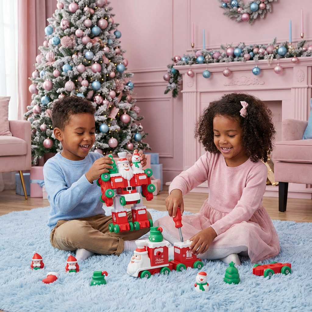 Train de Noël Transformable 2-en-1 & Robot Père Noël – Jouet pour Enfants