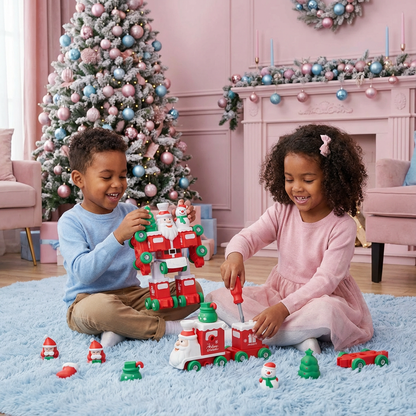 Train de Noël Transformable 2-en-1 & Robot Père Noël – Jouet pour Enfants