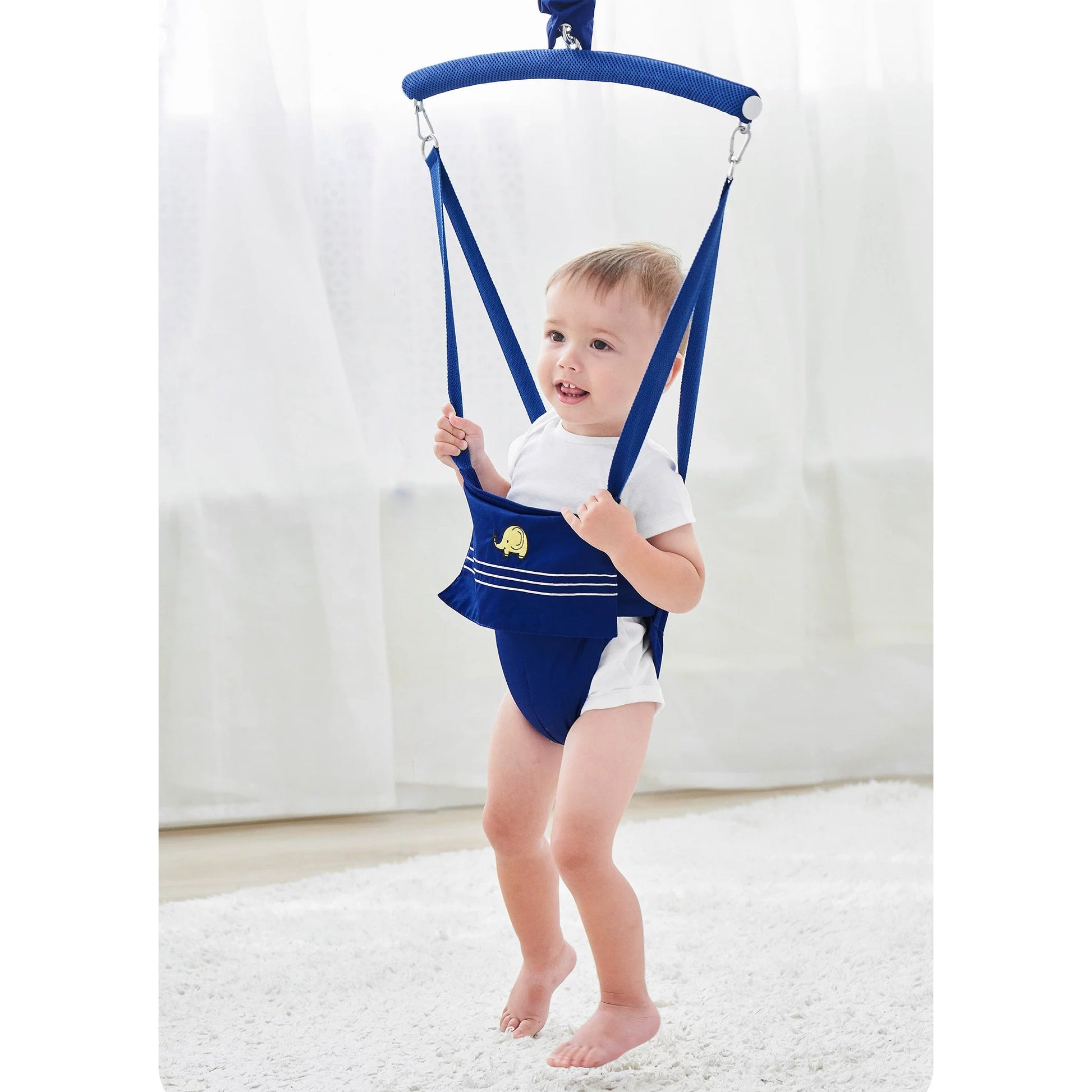 Siège sauteur suspendu pour bébé avec ressort recouvert de tissu