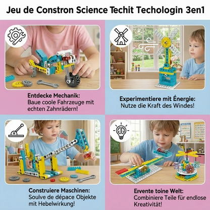 Jeu de Construction STEM 3-en-1 pour Enfants – Kit Scientifique et Technique à Construire