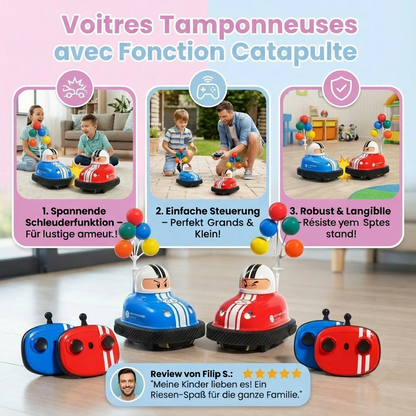 Voitures Tamponneuses Télécommandées avec Lanceur – Lumières LED & Recharge USB | Dès 3 ans