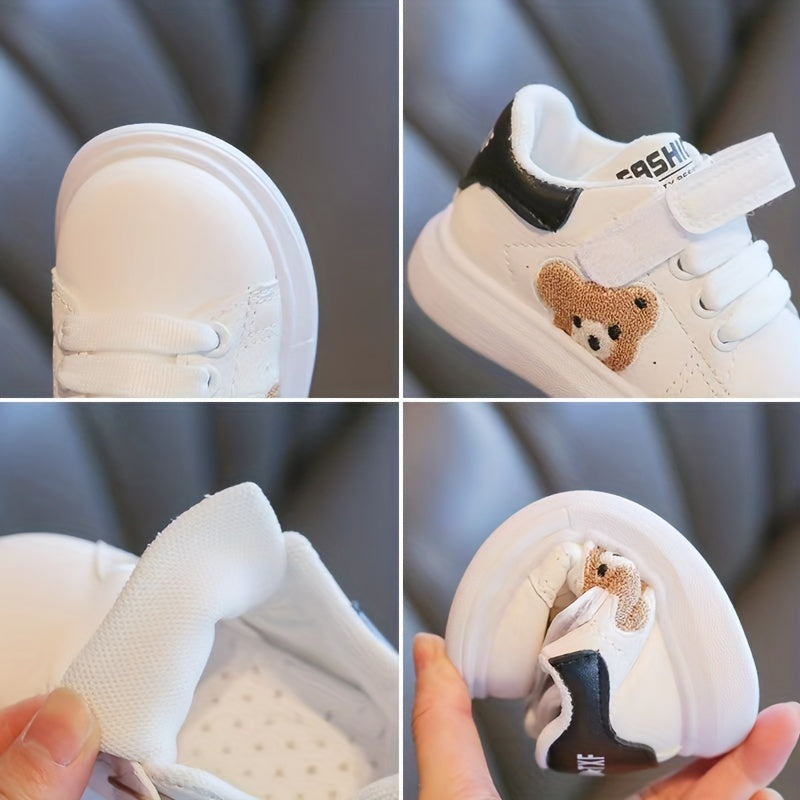 Chaussures Premiers Pas Bébé Antidérapantes – Motif Ourson, Semelle Souple, Tailles 21-30