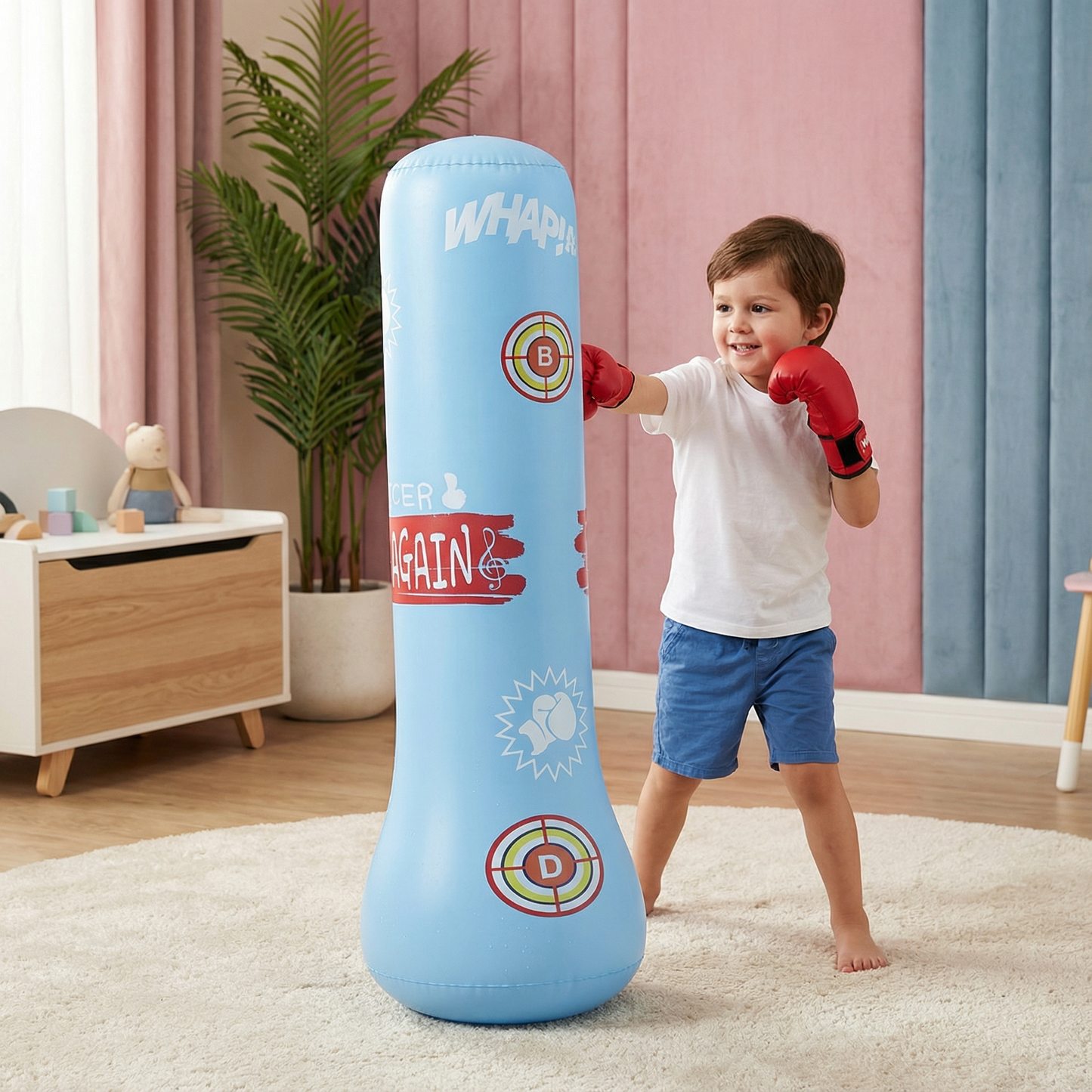 Sac de Frappe Gonflable Enfant – Base à Eau Stable | Boxe & Fitness | Dès 3 ans