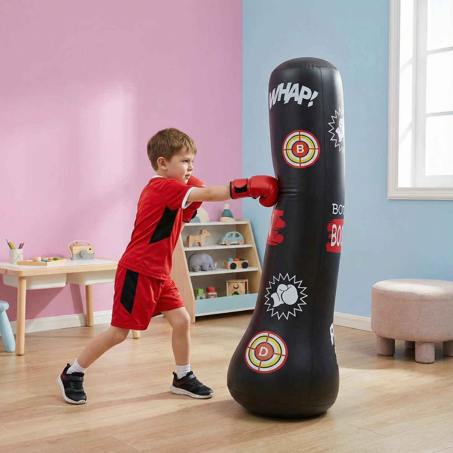 Sac de Frappe Gonflable Enfant – Base à Eau Stable | Boxe & Fitness | Dès 3 ans