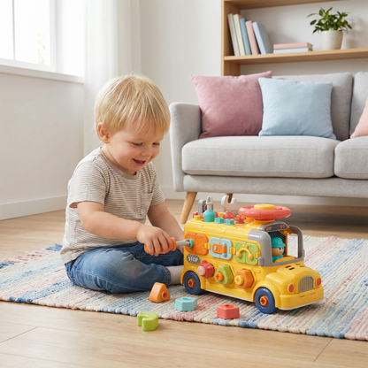 Bus Montessori à Visser 7-en-1 – Jouet de Construction, Motricité Fine et Éveil pour Enfants dès 2 ans