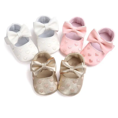 Chaussons Bébé Fille Antidérapants avec Nœud – Semelle Souple, 0-18 Mois