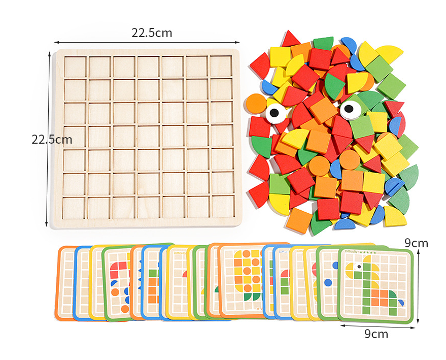 Puzzle en Bois Montessori pour Enfants – 120 Pièces à Associer par Formes et Couleurs