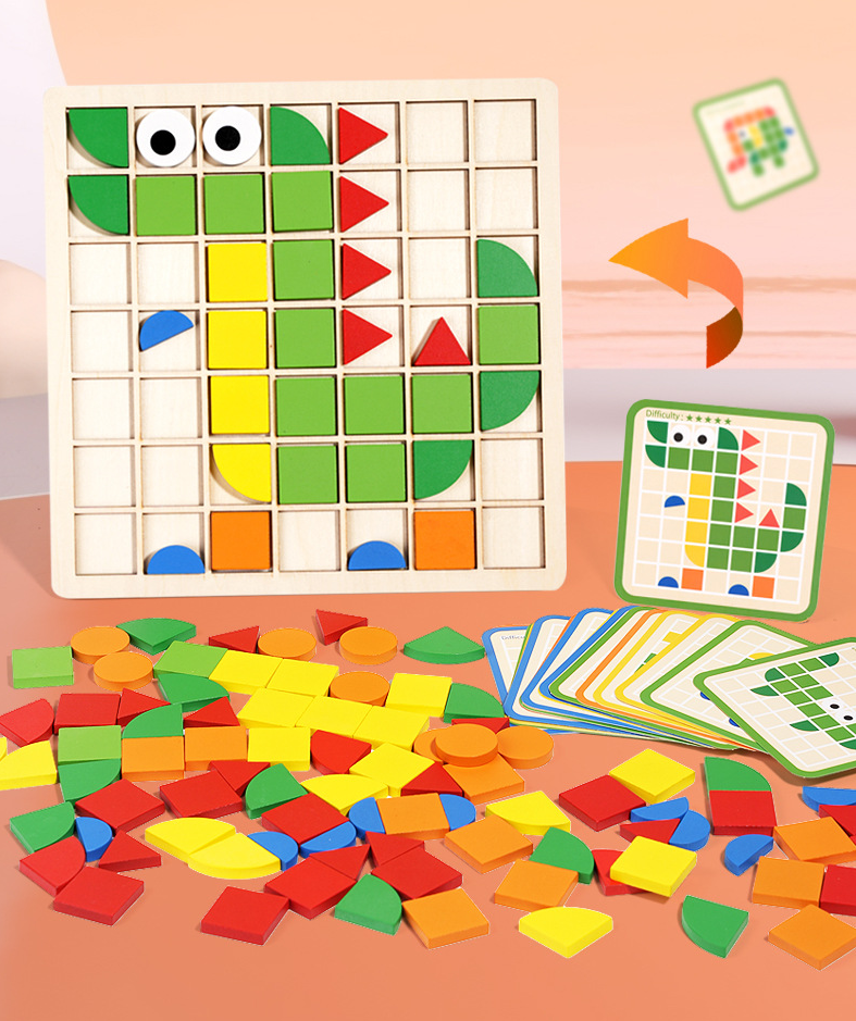 Puzzle en Bois Montessori pour Enfants – 120 Pièces à Associer par Formes et Couleurs