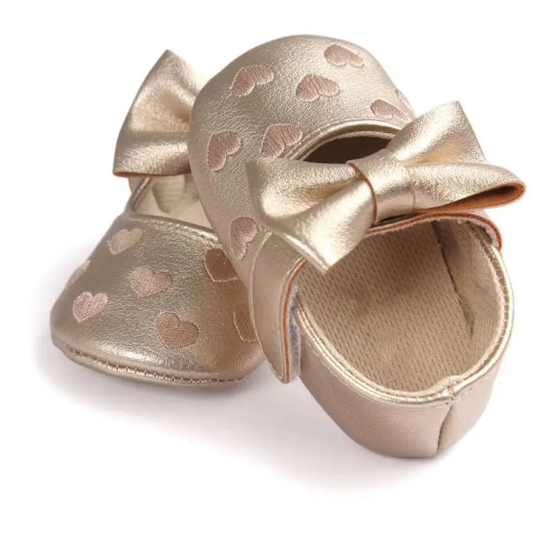 Chaussons Bébé Fille Antidérapants avec Nœud – Semelle Souple, 0-18 Mois