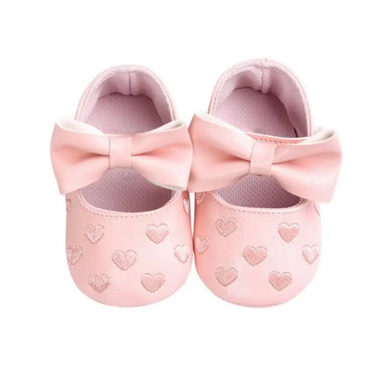 Chaussons Bébé Fille Antidérapants avec Nœud – Semelle Souple, 0-18 Mois
