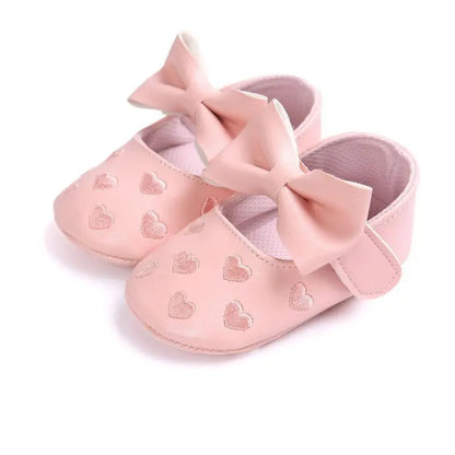 Chaussons Bébé Fille Antidérapants avec Nœud – Semelle Souple, 0-18 Mois