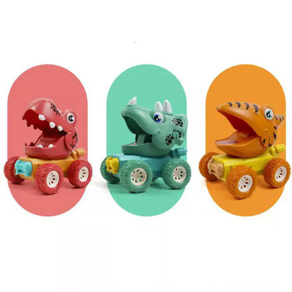 Véhicules à Friction Dinosaures et Camions – Lot de 3 Jouets à Pousser pour Enfants