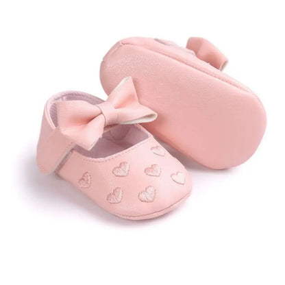 Chaussons Bébé Fille Antidérapants avec Nœud – Semelle Souple, 0-18 Mois