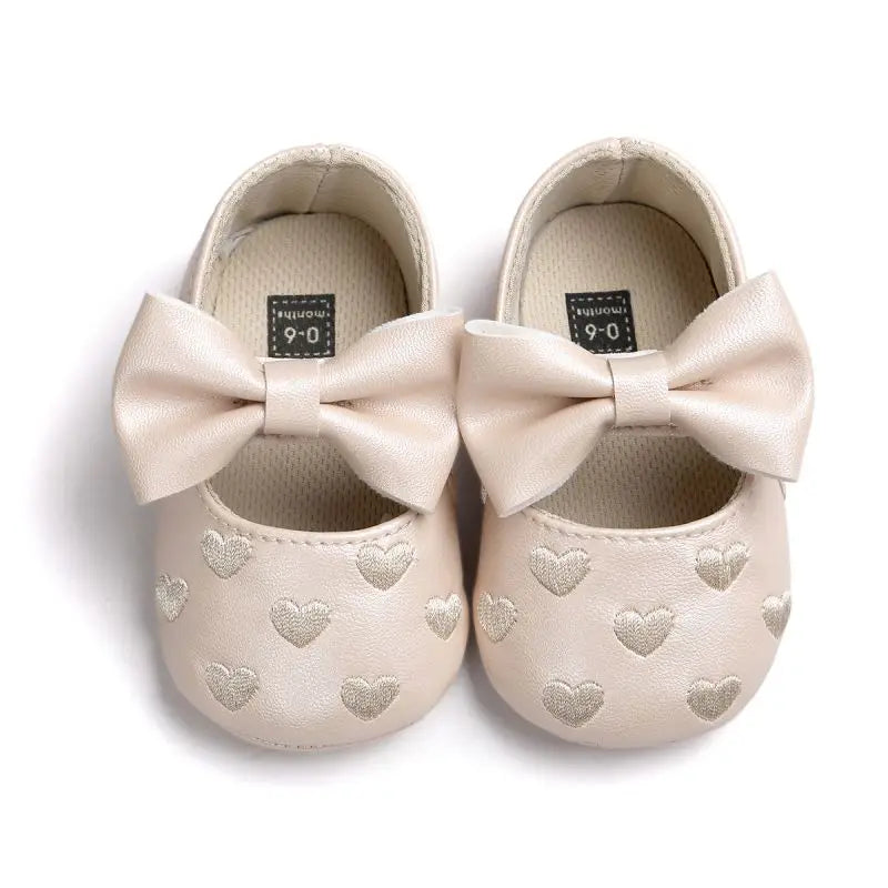 Chaussons Bébé Fille Antidérapants avec Nœud – Semelle Souple, 0-18 Mois