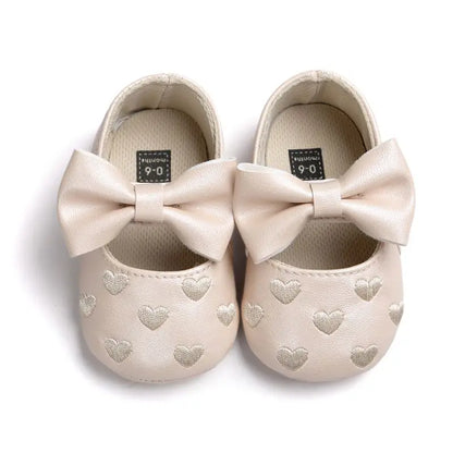 Chaussons Bébé Fille Antidérapants avec Nœud – Semelle Souple, 0-18 Mois