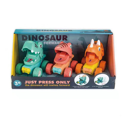 Véhicules à Friction Dinosaures et Camions – Lot de 3 Jouets à Pousser pour Enfants