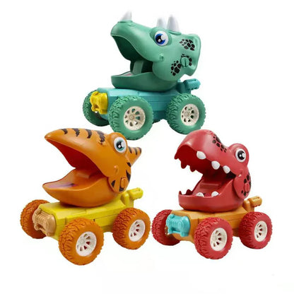 Véhicules à Friction Dinosaures et Camions – Lot de 3 Jouets à Pousser pour Enfants
