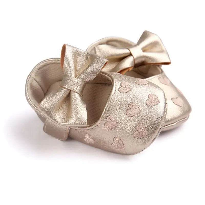 Chaussons Bébé Fille Antidérapants avec Nœud – Semelle Souple, 0-18 Mois