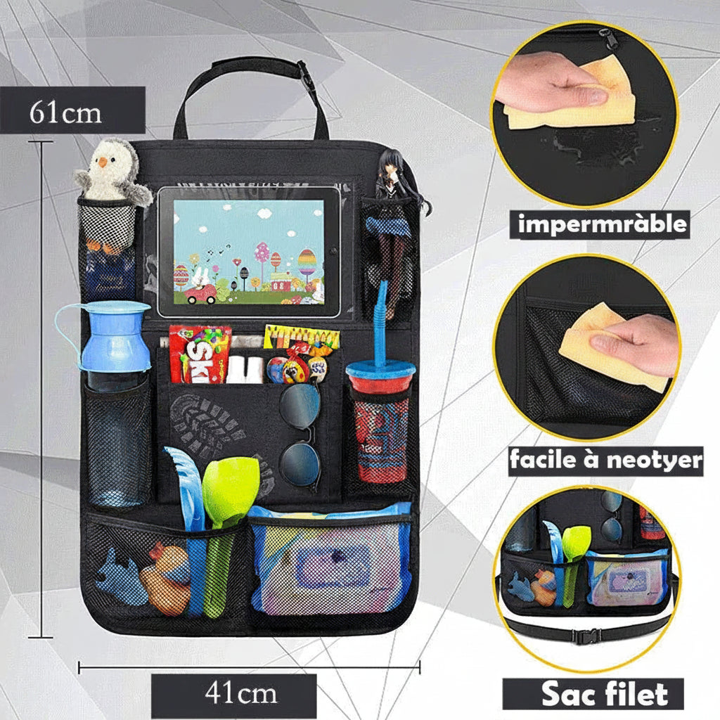 Organisateur de Siège Auto pour Enfants – Rangement, Tablette & Zéro Chaos en Voiture