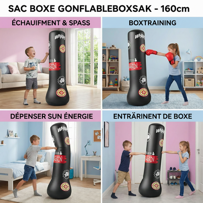 Sac de Frappe Gonflable Enfant – Base à Eau Stable | Boxe & Fitness | Dès 3 ans