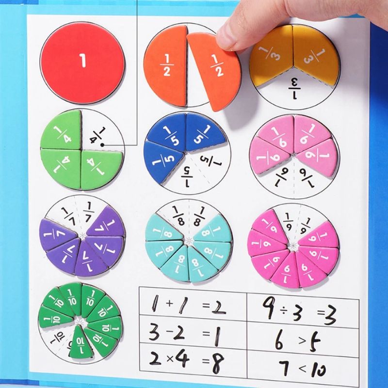 Jeu Montessori des Fractions en Bois – Jeu de Maths Éducatif pour Enfants