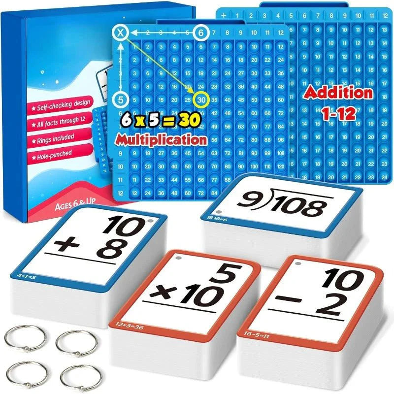 Kit d'Apprentissage des Maths Montessori – Flash Cards & Pop-It Interactif