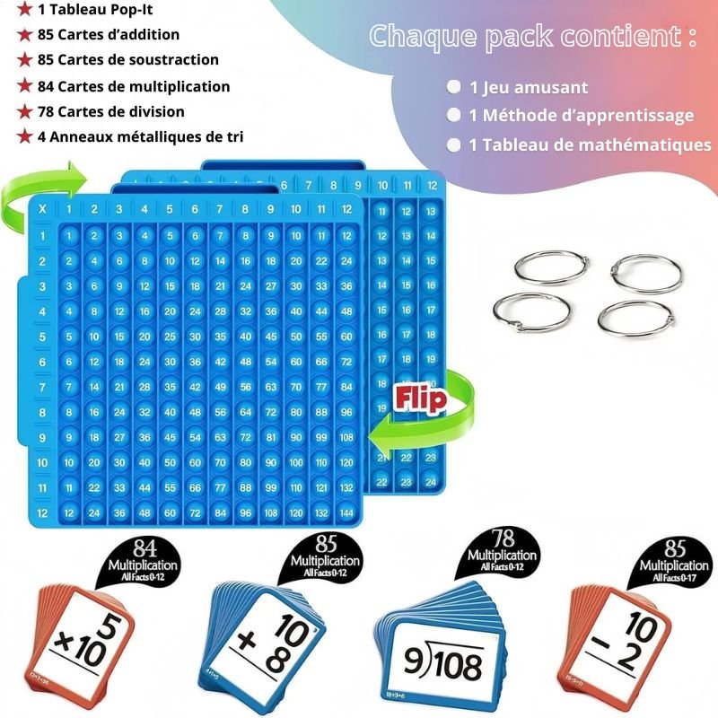Kit d'Apprentissage des Maths Montessori – Flash Cards & Pop-It Interactif