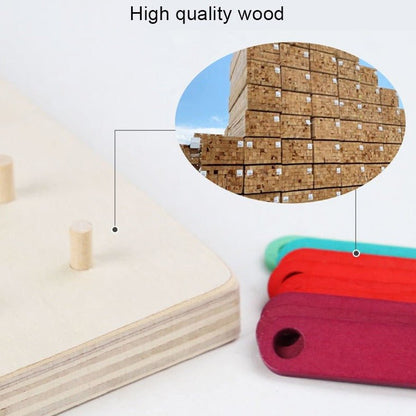 Jeu Montessori de géométrie en bois avec plateau à picots et cartes