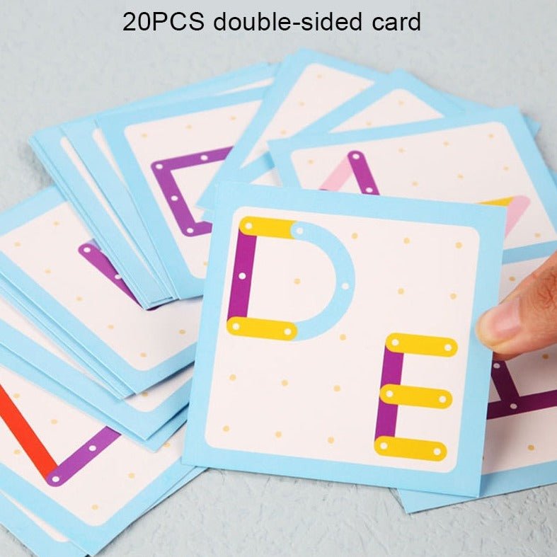 Jeu Montessori de géométrie en bois avec plateau à picots et cartes
