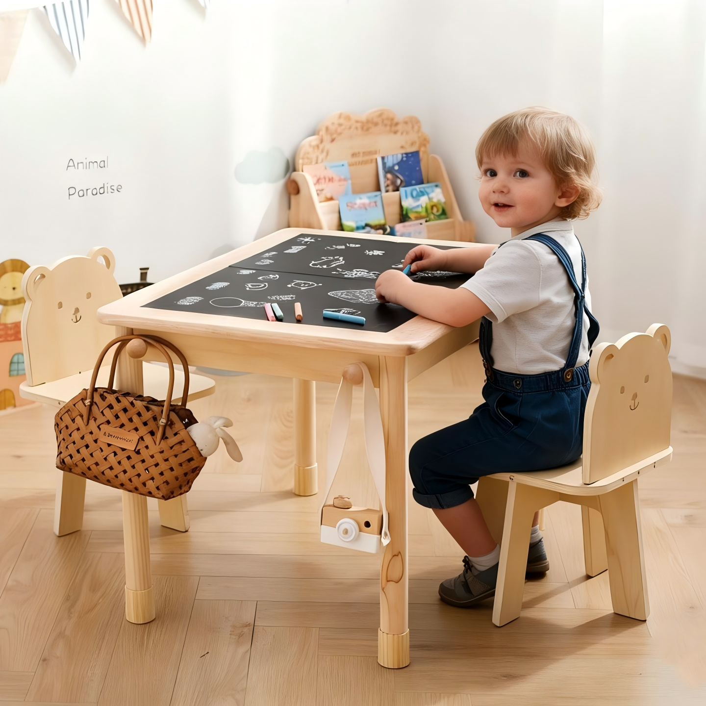 Table Sensorielle Montessori 2 Niveaux – Hauteur Réglable, Plateau et Bacs Intérieurs
