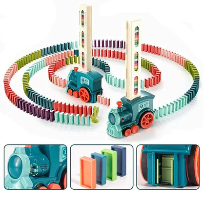 Train à Dominos Automatique pour Enfants – Chargeur Rapide avec 100 Dominos