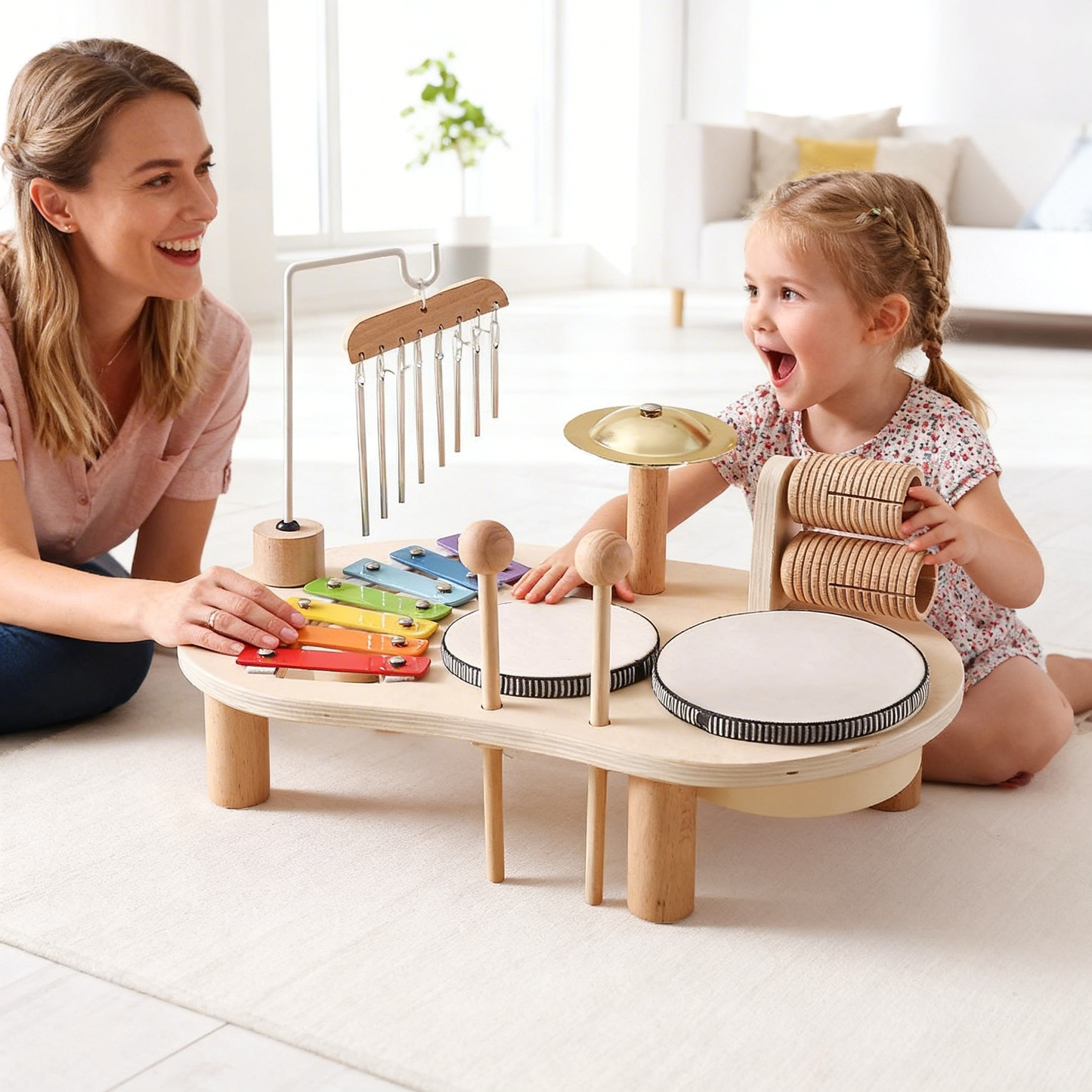 Table d'Activités Musicales Montessori en Bois – Son et Rythme, dès 3 ans