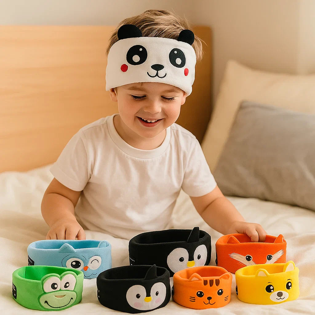 Casque Bluetooth + Masque de Sommeil 2-en-1 pour Enfants – Doux, Sans Fil, Idéal Voyage