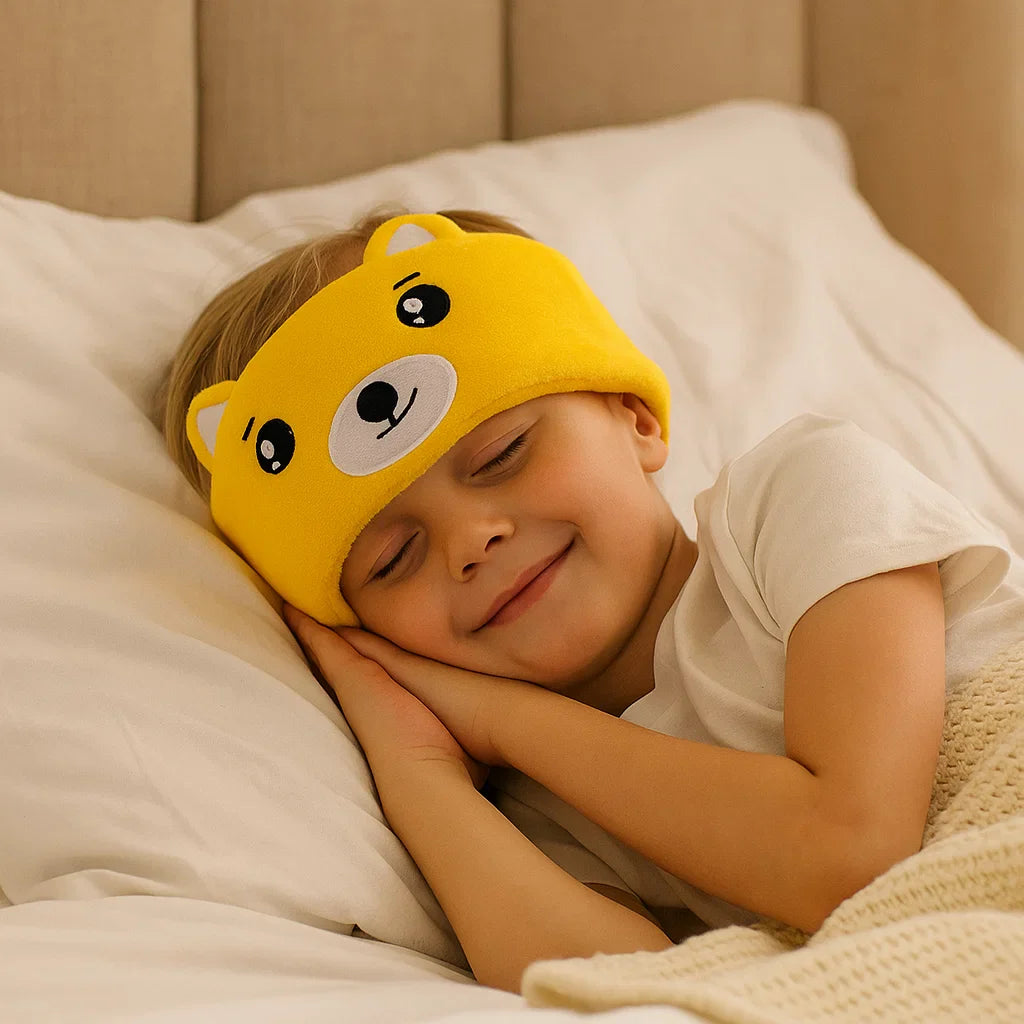 Casque Bluetooth + Masque de Sommeil 2-en-1 pour Enfants – Doux, Sans Fil, Idéal Voyage