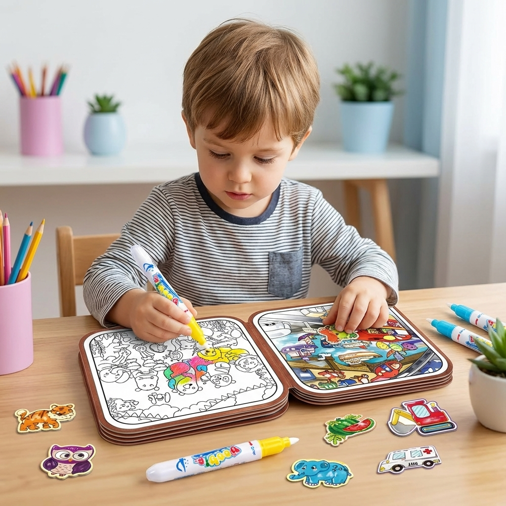 Livre de coloriage Montessori 2-en-1 – Livre d'apprentissage et de jeux créatif pour enfants