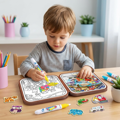 Livre de coloriage Montessori 2-en-1 – Livre d'apprentissage et de jeux créatif pour enfants