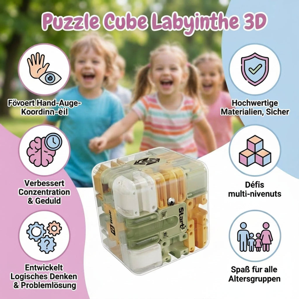 Cube Labyrinthe 3D pour Enfants – Puzzle de Logique et Jeu d’Adresse