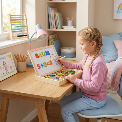 Tableau de dessin Montessori 2-en-1 pour enfants – Tableau de dessin magnétique et jouet éducatif