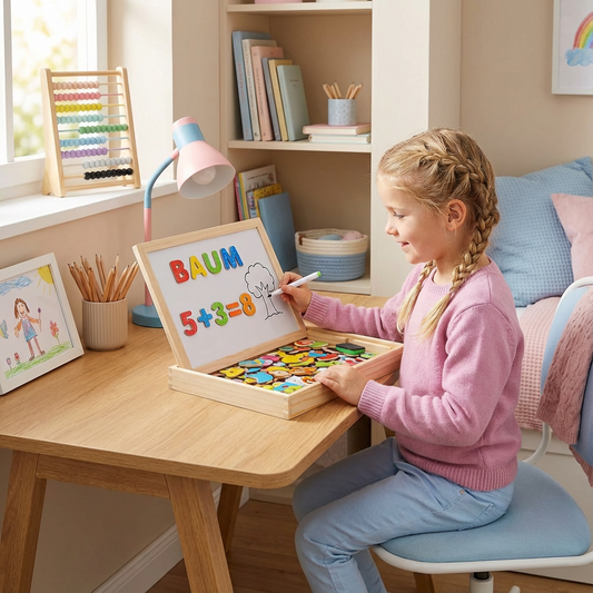 Tableau de dessin Montessori 2-en-1 pour enfants – Tableau de dessin magnétique et jouet éducatif