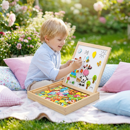 Tableau de dessin Montessori 2-en-1 pour enfants – Tableau de dessin magnétique et jouet éducatif