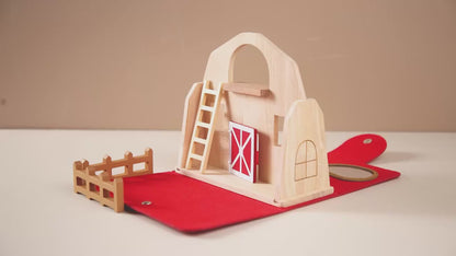 Ferme miniature pliable en bois avec animaux – 18 pièces