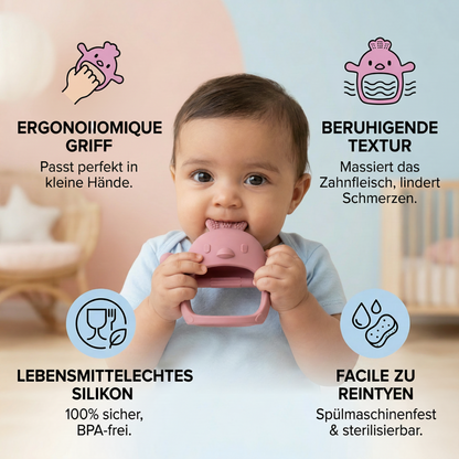 Anneau de Dentition Bébé en Silicone Alimentaire Motif Poussin