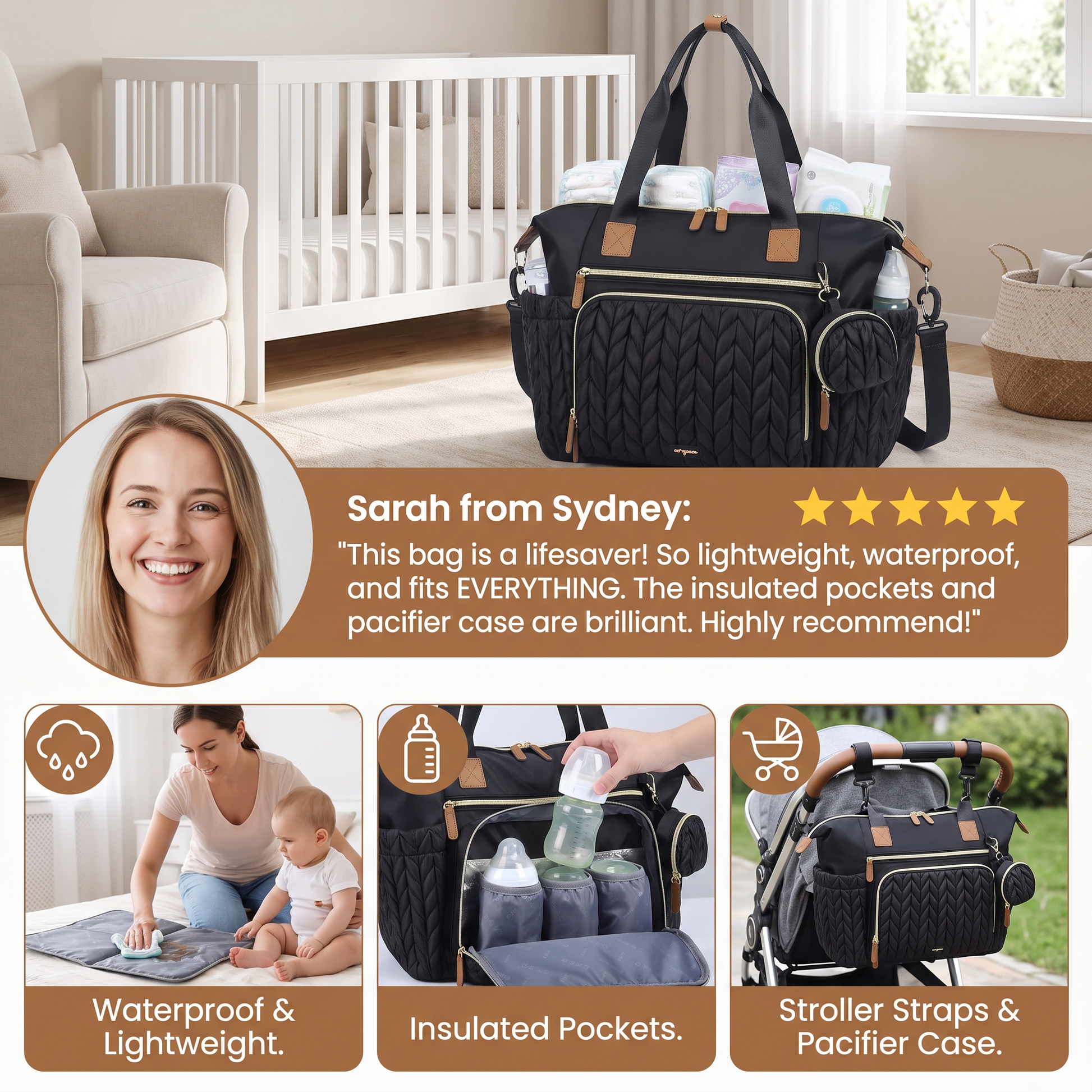 Sac à langer avec matelas et étui à tétine
