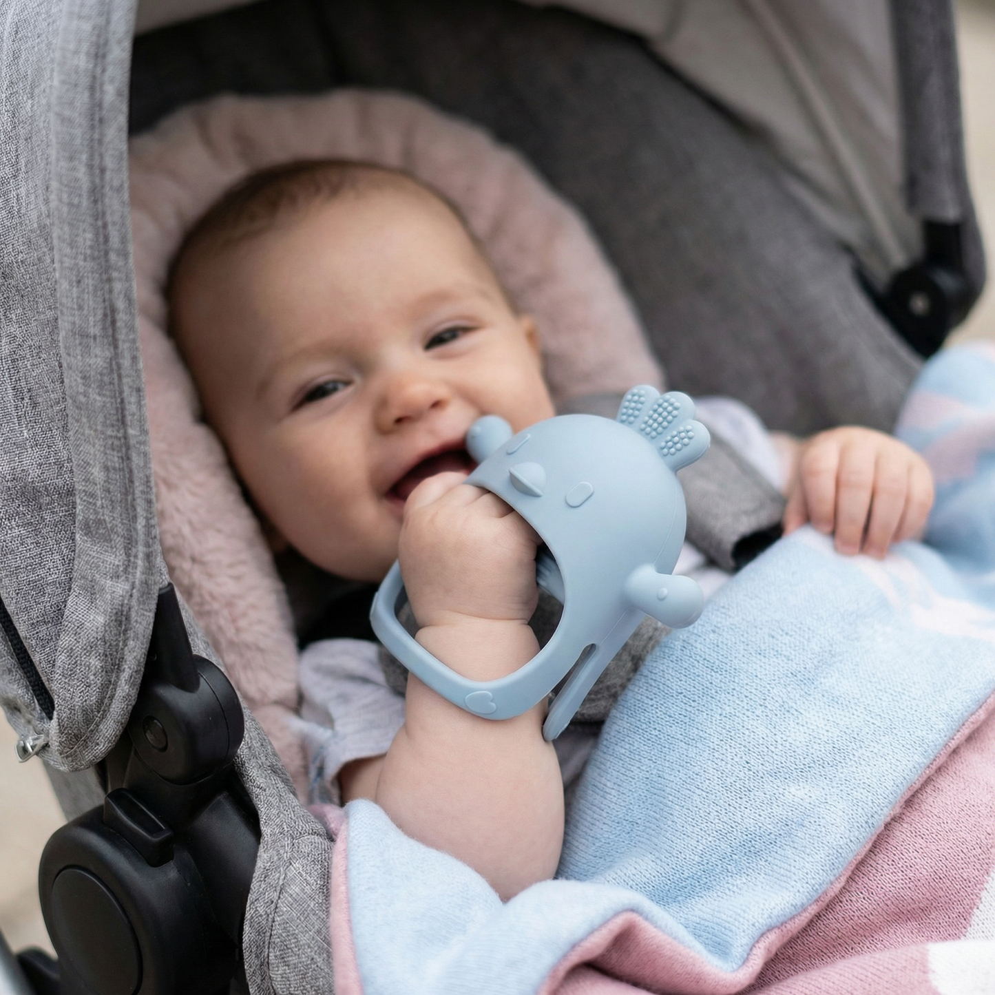 Anneau de Dentition Bébé en Silicone Alimentaire Motif Poussin
