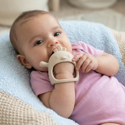 Anneau de Dentition Bébé en Silicone Alimentaire Motif Poussin