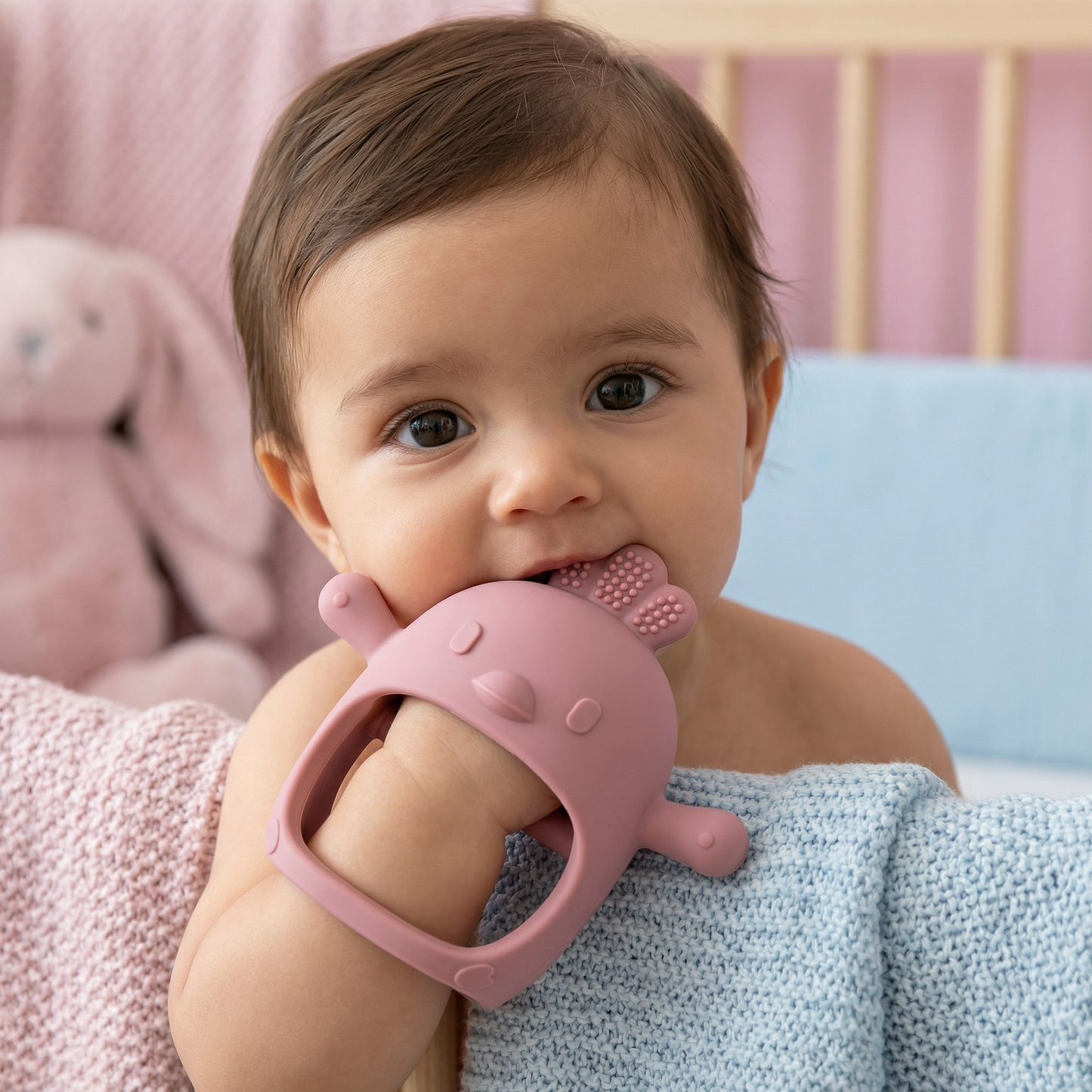 Anneau de Dentition Bébé en Silicone Alimentaire Motif Poussin