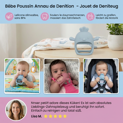 Anneau de Dentition Bébé en Silicone Alimentaire Motif Poussin