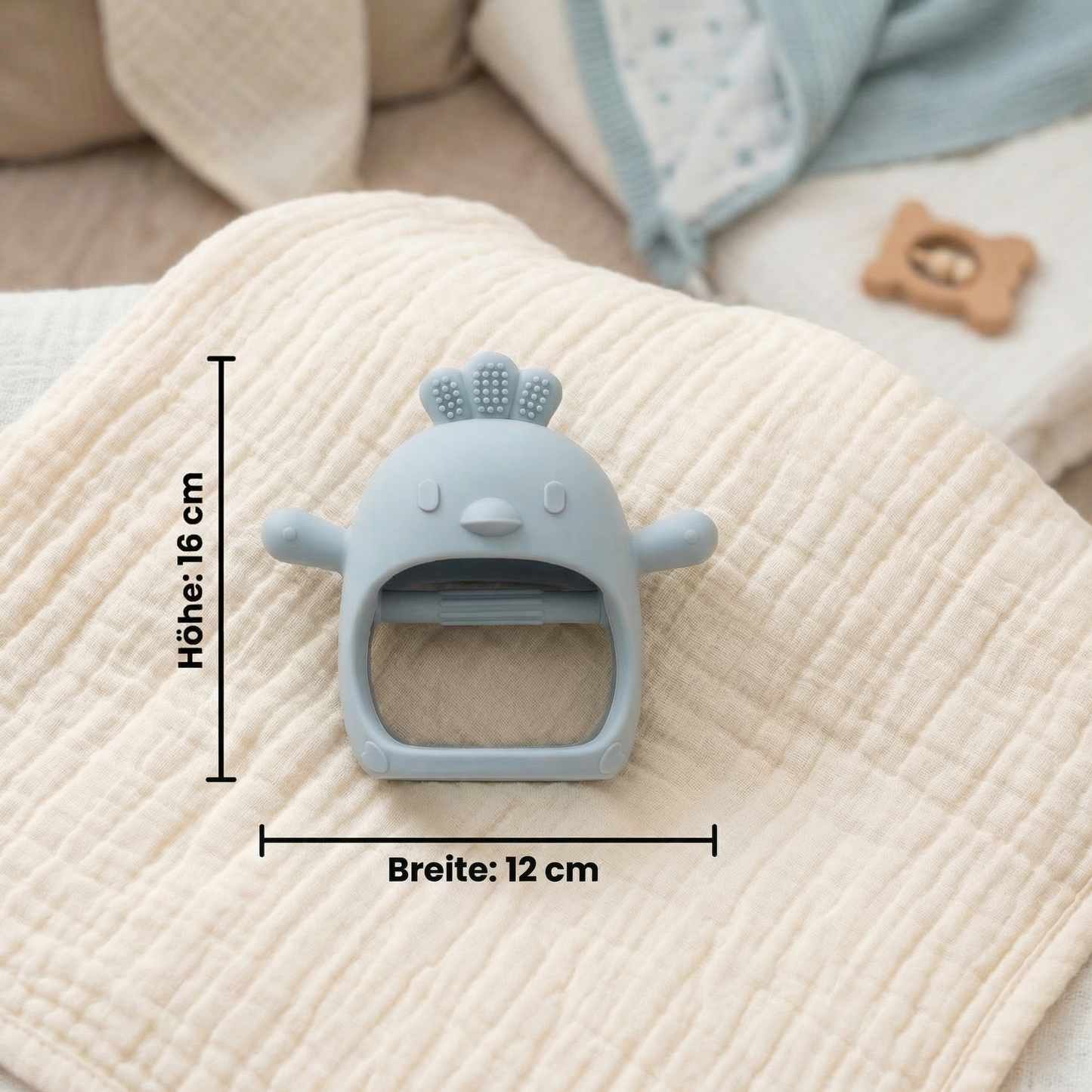 Anneau de Dentition Bébé en Silicone Alimentaire Motif Poussin