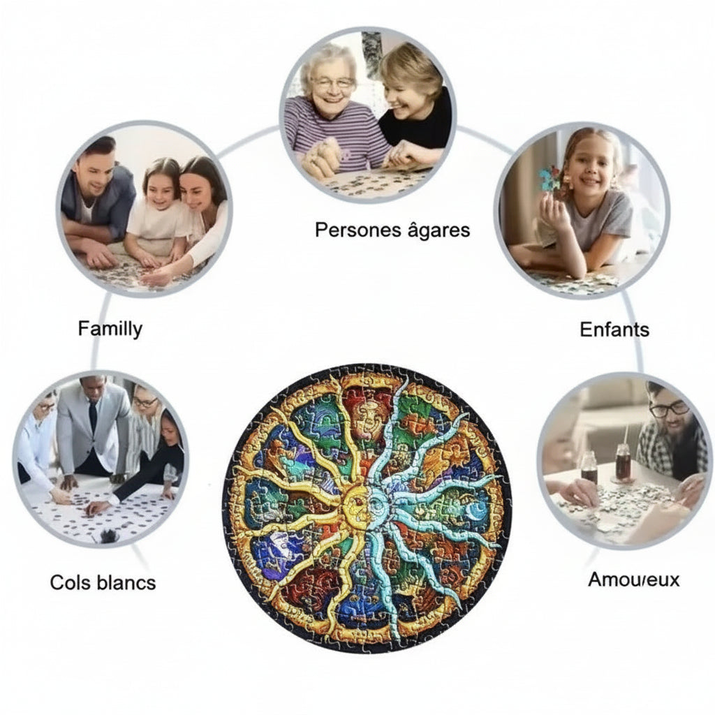 Puzzle rond d'astrologie de 1 000 pièces – Puzzle des signes du zodiaque pour adultes
