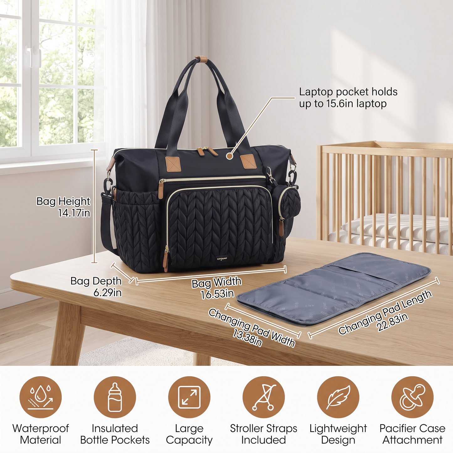 Sac à langer avec matelas et étui à tétine